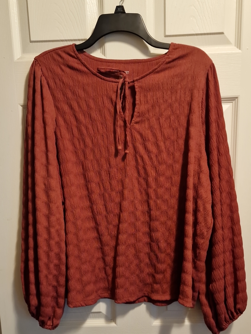 Nine West Rust Textured Tie-Neck Tunic